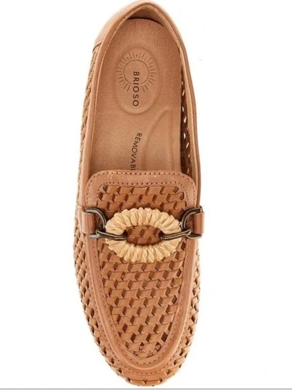 NWOT Brioso Presley Tan Woven Leather Loafer - Women's Flats